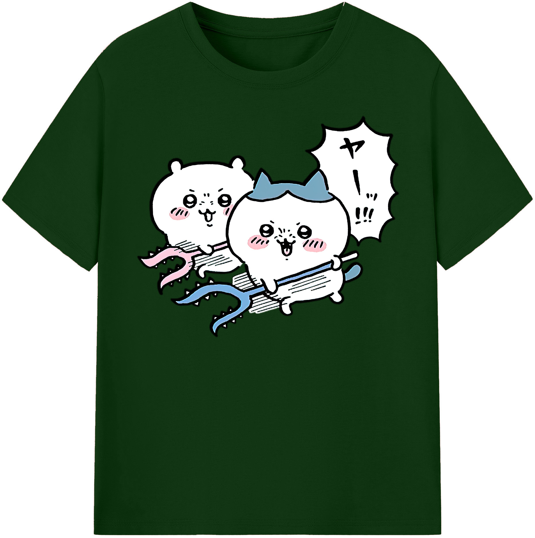 （画像用） ちいかわ ハチワレ Chii-kawa hachiware 綿100％半袖Tシャツ（フロントプリント）